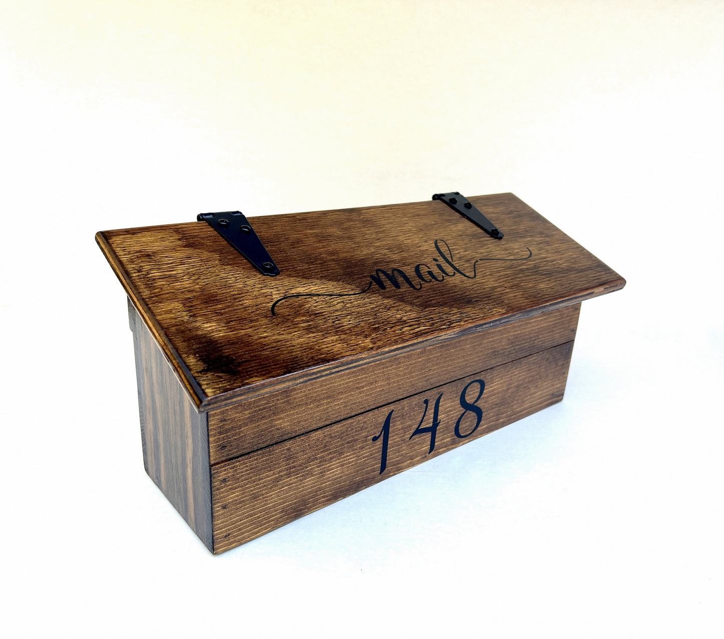 CUSTOM NUMBER wooden mailbox, Farmhouse rustic wood mailbox, hanging wall mount mailbox.