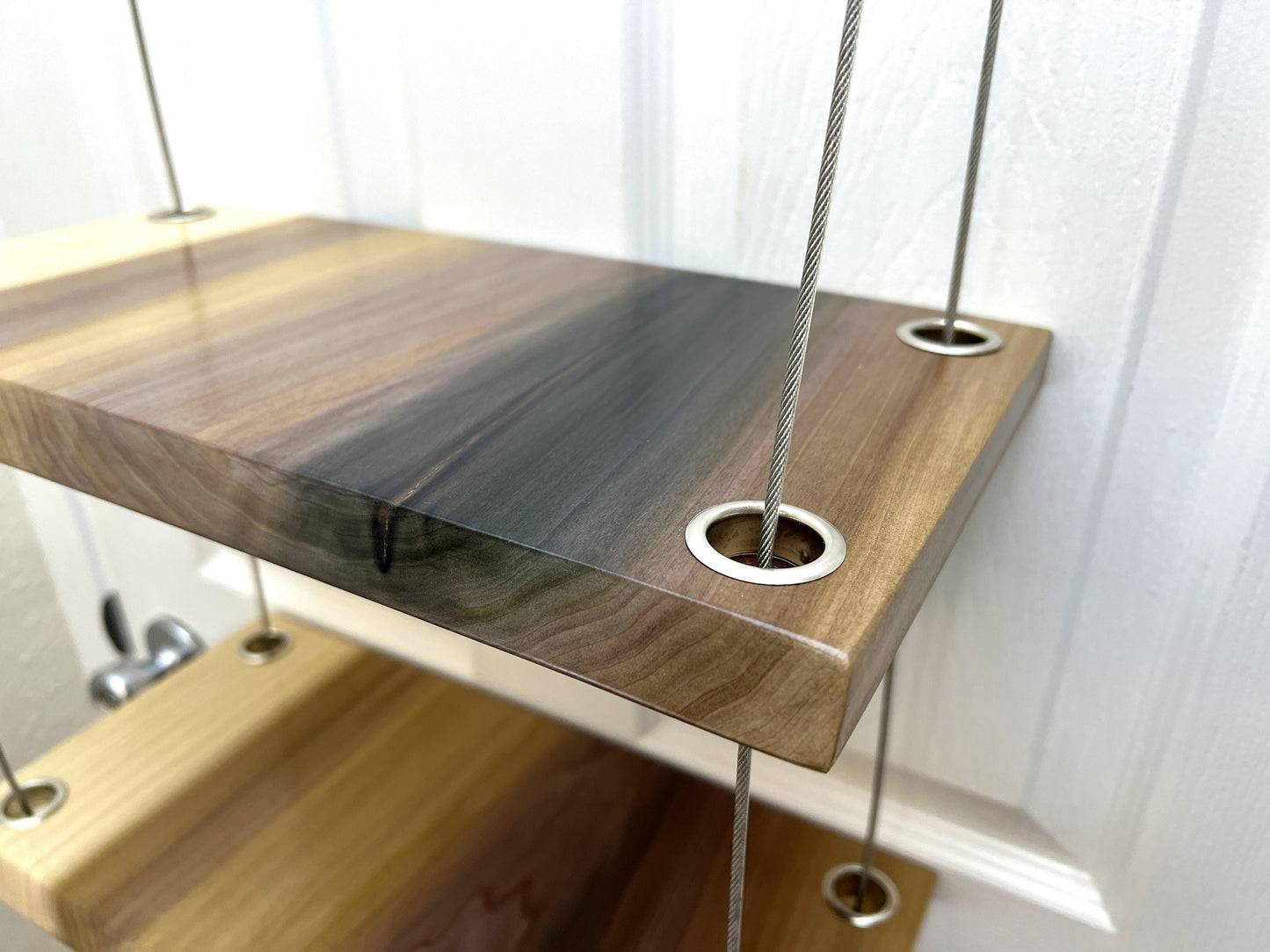 Rope shelf, hanging shelf with steel cable, 2 tier.