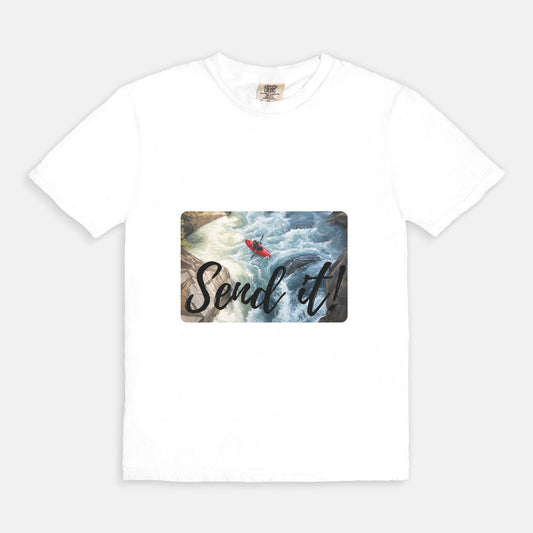 Send it Whitewater kayaking graphic t-shirt, multiple colors Size Small-4XL