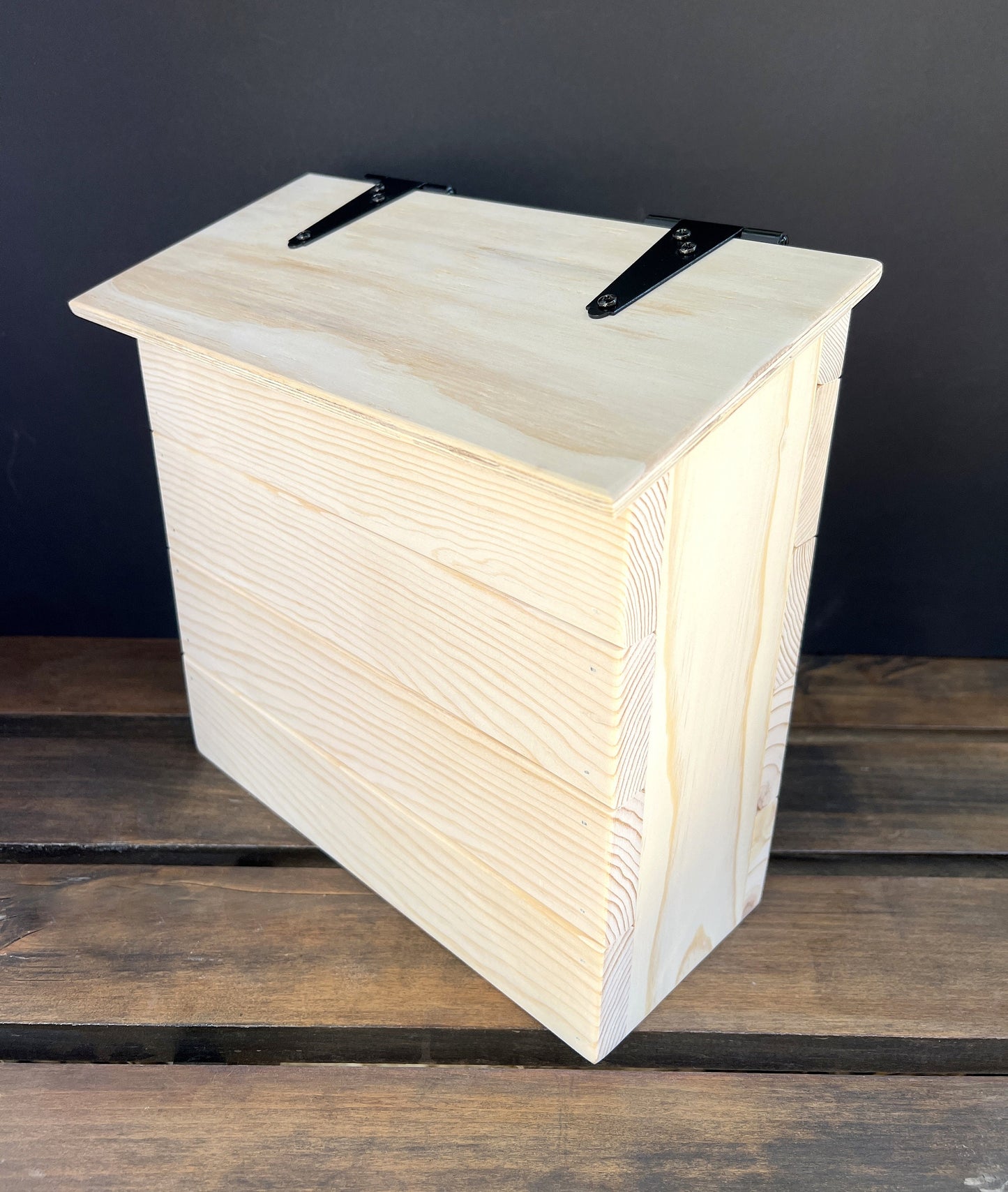 Wall mount mailbox, handmade rustic wood mailbox for covered porch with "mail" on lid