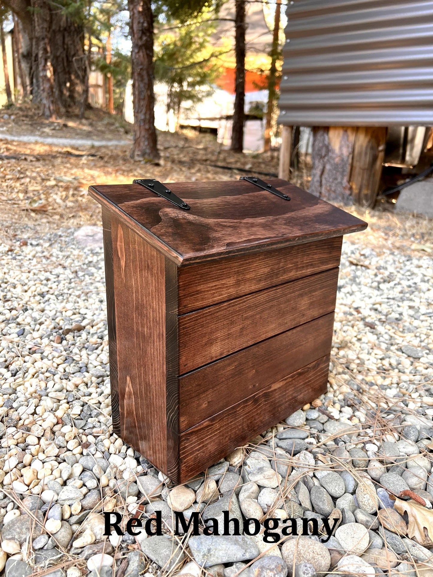 Wall mount mailbox, handmade rustic wood mailbox for covered porch with "mail" on lid