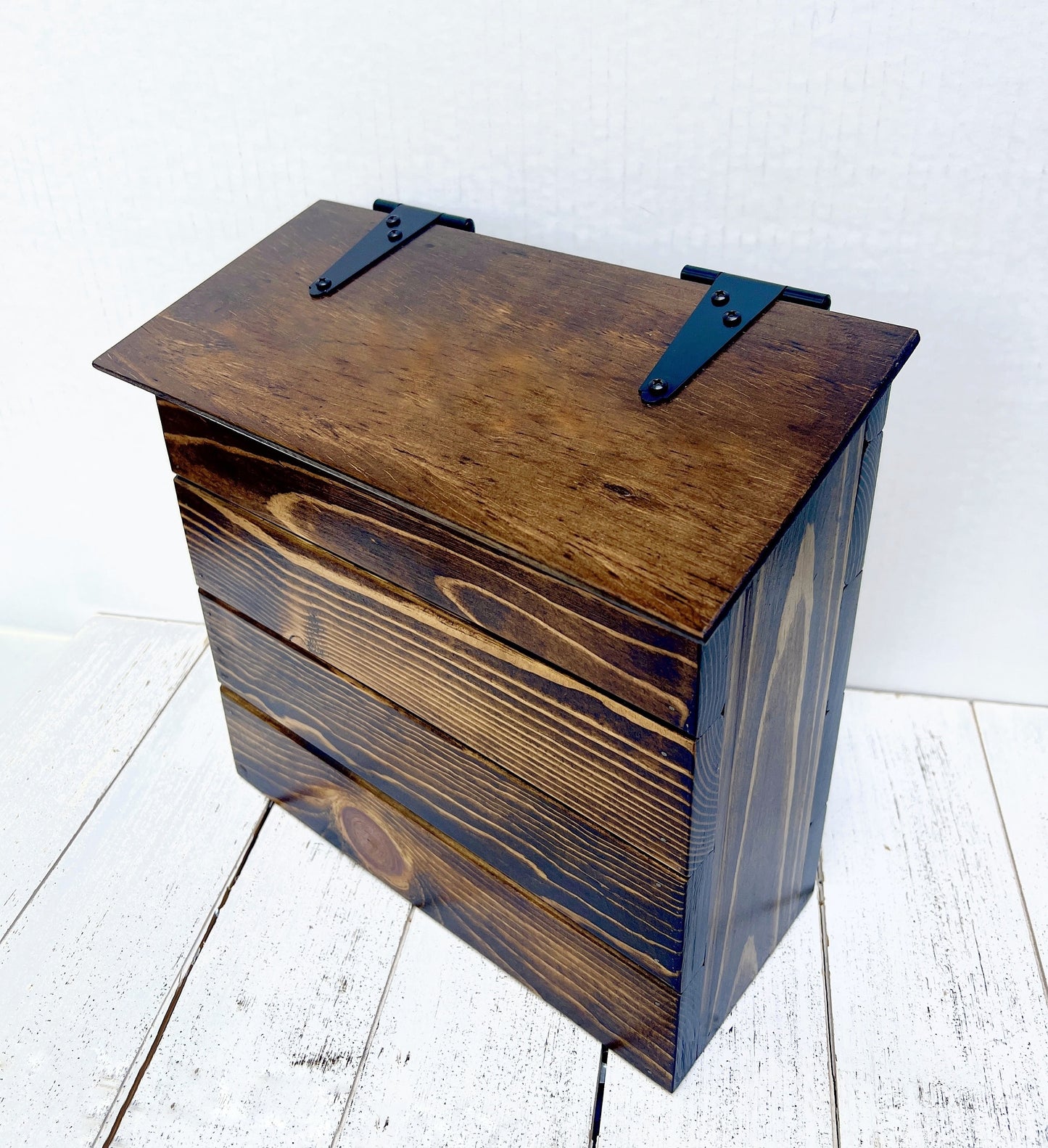 Wall mount mailbox, handmade rustic wood mailbox for covered porch with "mail" on lid