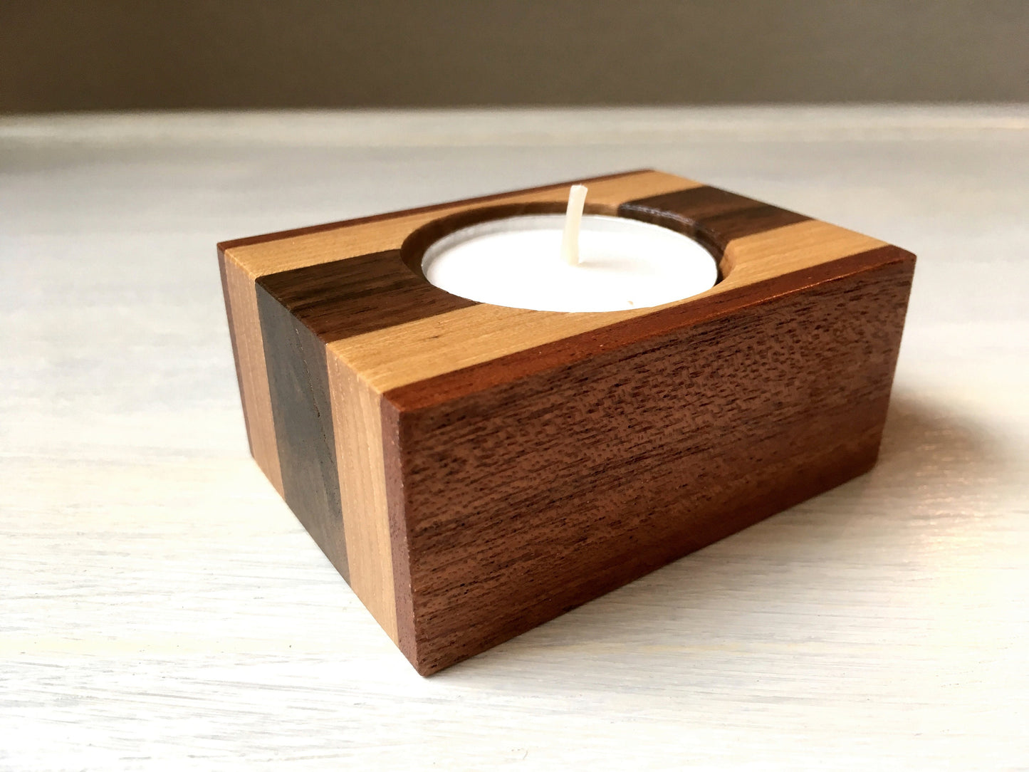 Wooden Tealight holder set, modern candle holder, mahogany tea light, home decor gift. S27