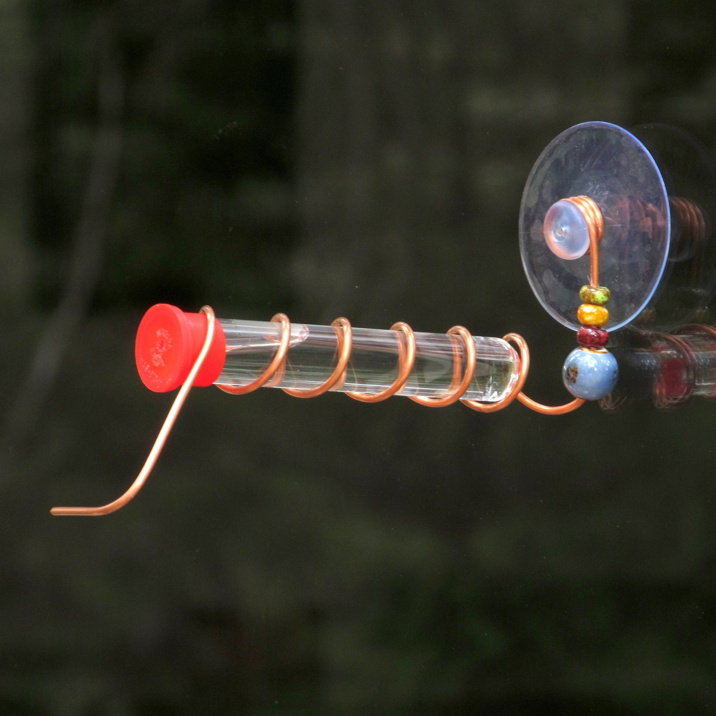 Test Tube Hummingbird feeder for window, Suction cup mount and Copper hummingbird feeder.