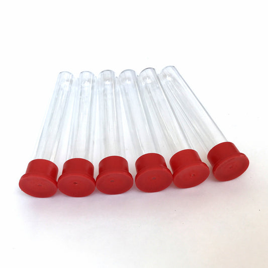 Replacement glass test tube for DIY hummingbird feeders with red cap, Set of 6.