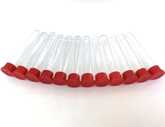 Hummingbird feeder test tubes with red cap, Set of 12.