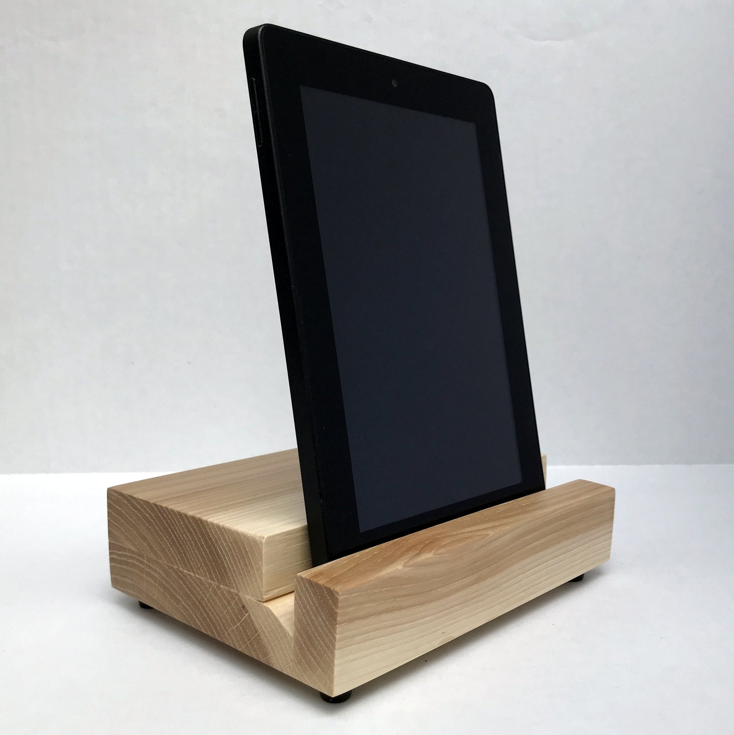 Tablet Stand, iPad stand, phone stand, display stand, docking station, hickory.