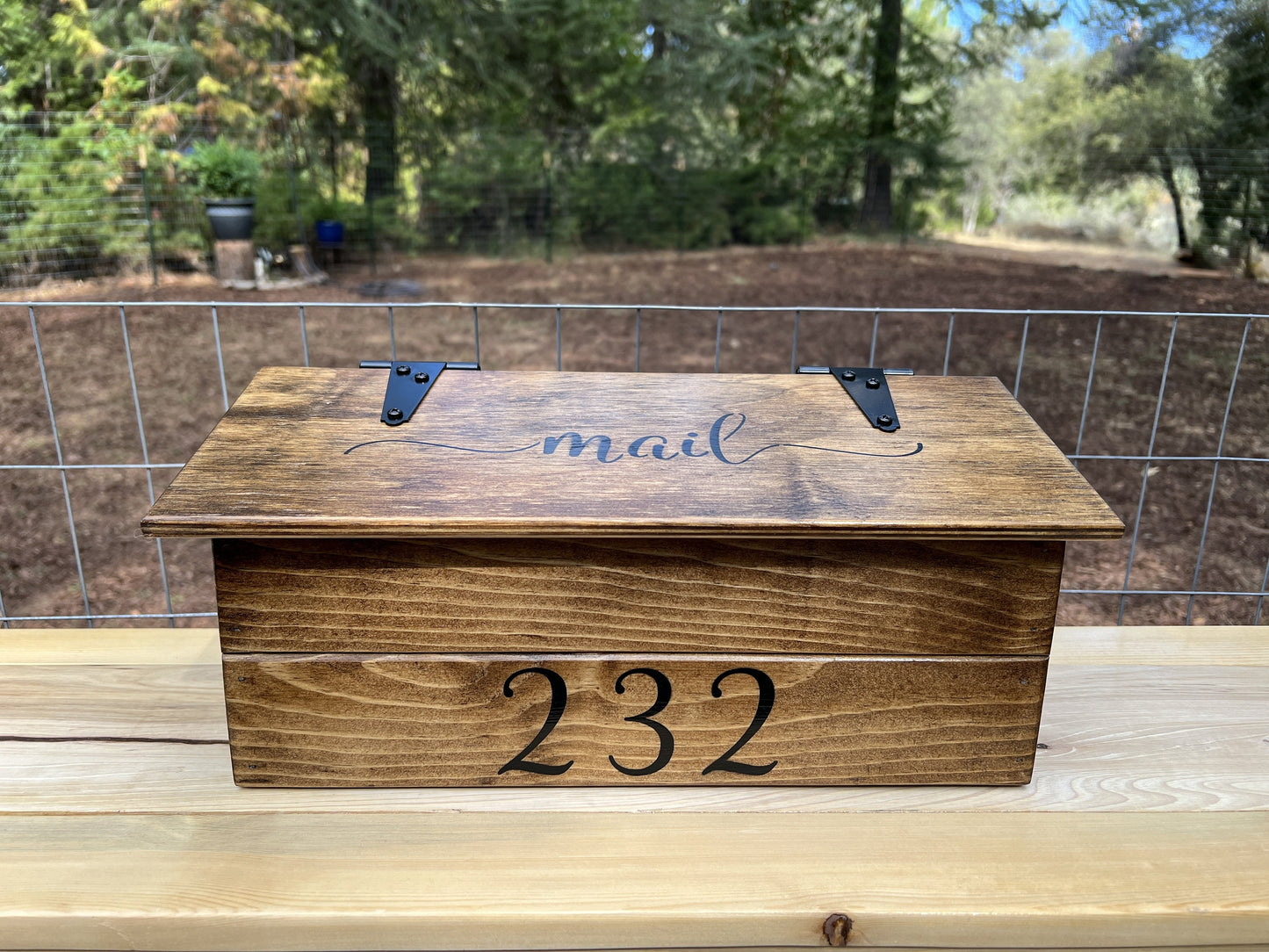 CUSTOM NUMBER wooden mailbox, Farmhouse rustic wood mailbox, hanging wall mount mailbox.