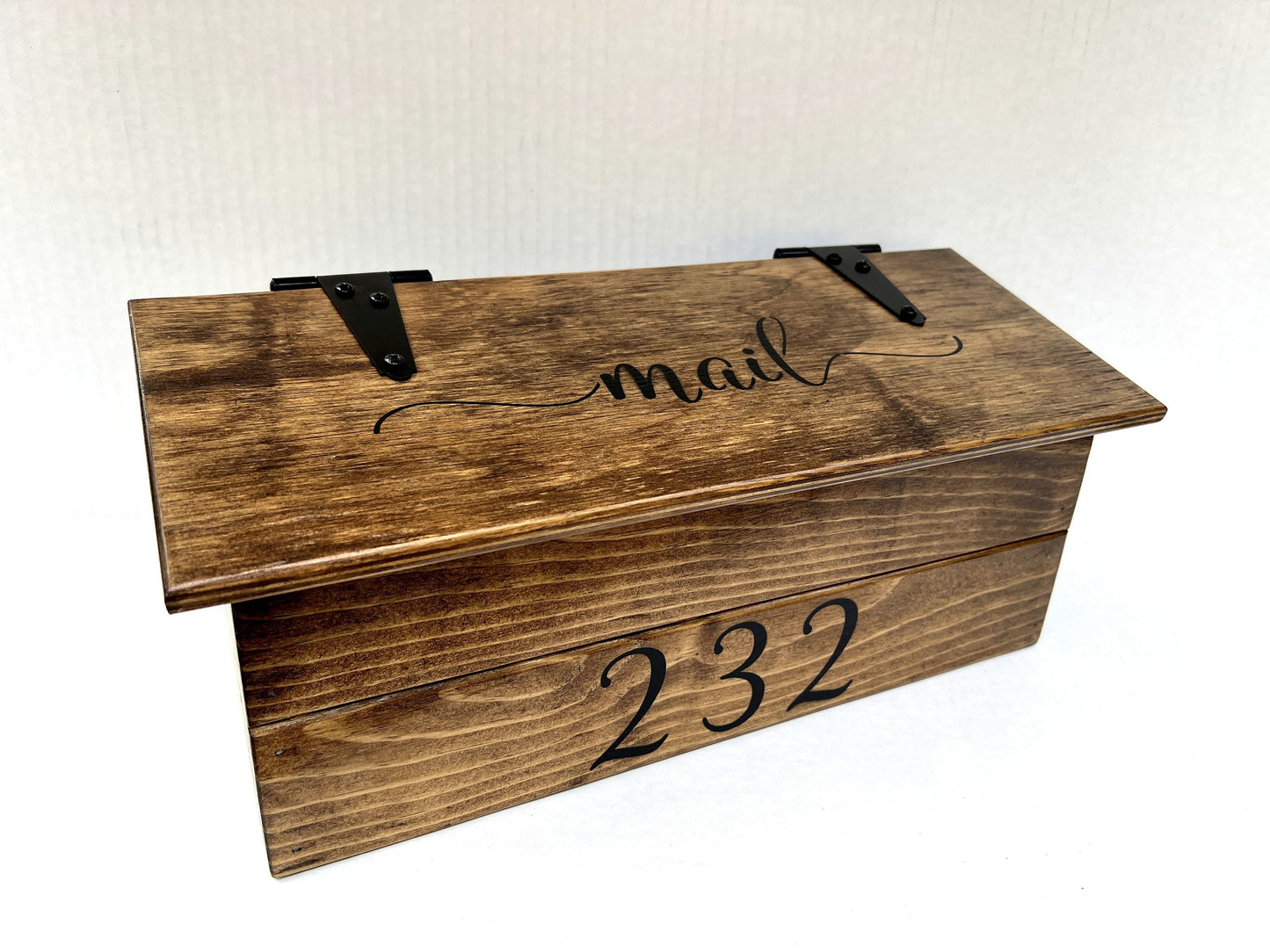 CUSTOM NUMBER wooden mailbox, Farmhouse rustic wood mailbox, hanging wall mount mailbox.