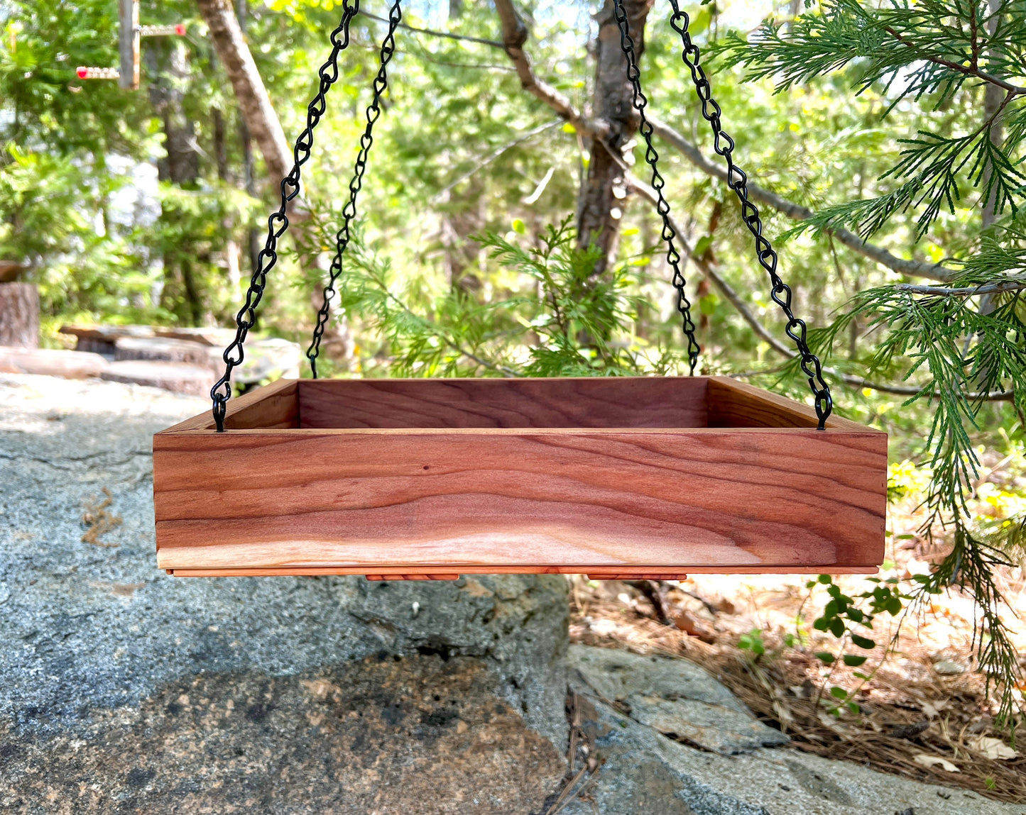 Redwood Platform Tray Bird Feeder, Large hanging bird feeder, includes seed.