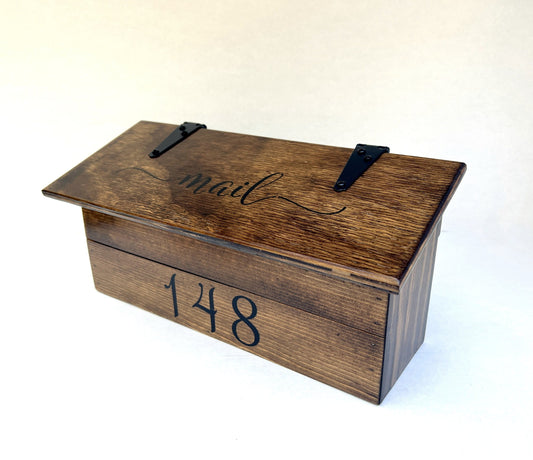 CUSTOM NUMBER wooden mailbox, Farmhouse rustic wood mailbox, hanging wall mount mailbox.