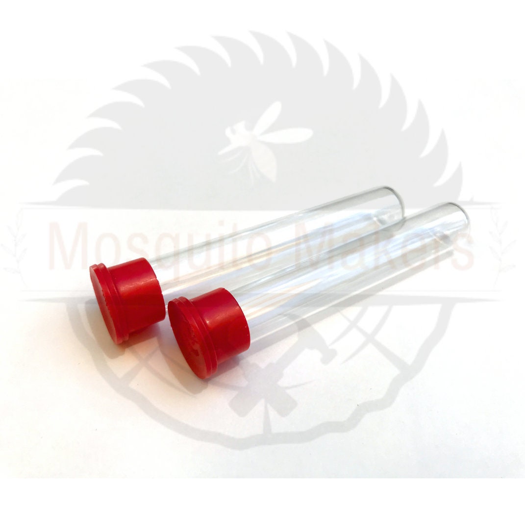 Hummingbird feeder glass tubes, replacement glass test tube with red cap, Set of 2.