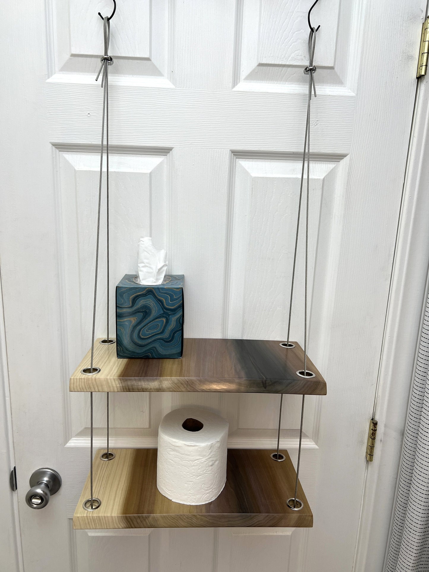 Rope shelf, hanging shelf with steel cable,  2 tier.