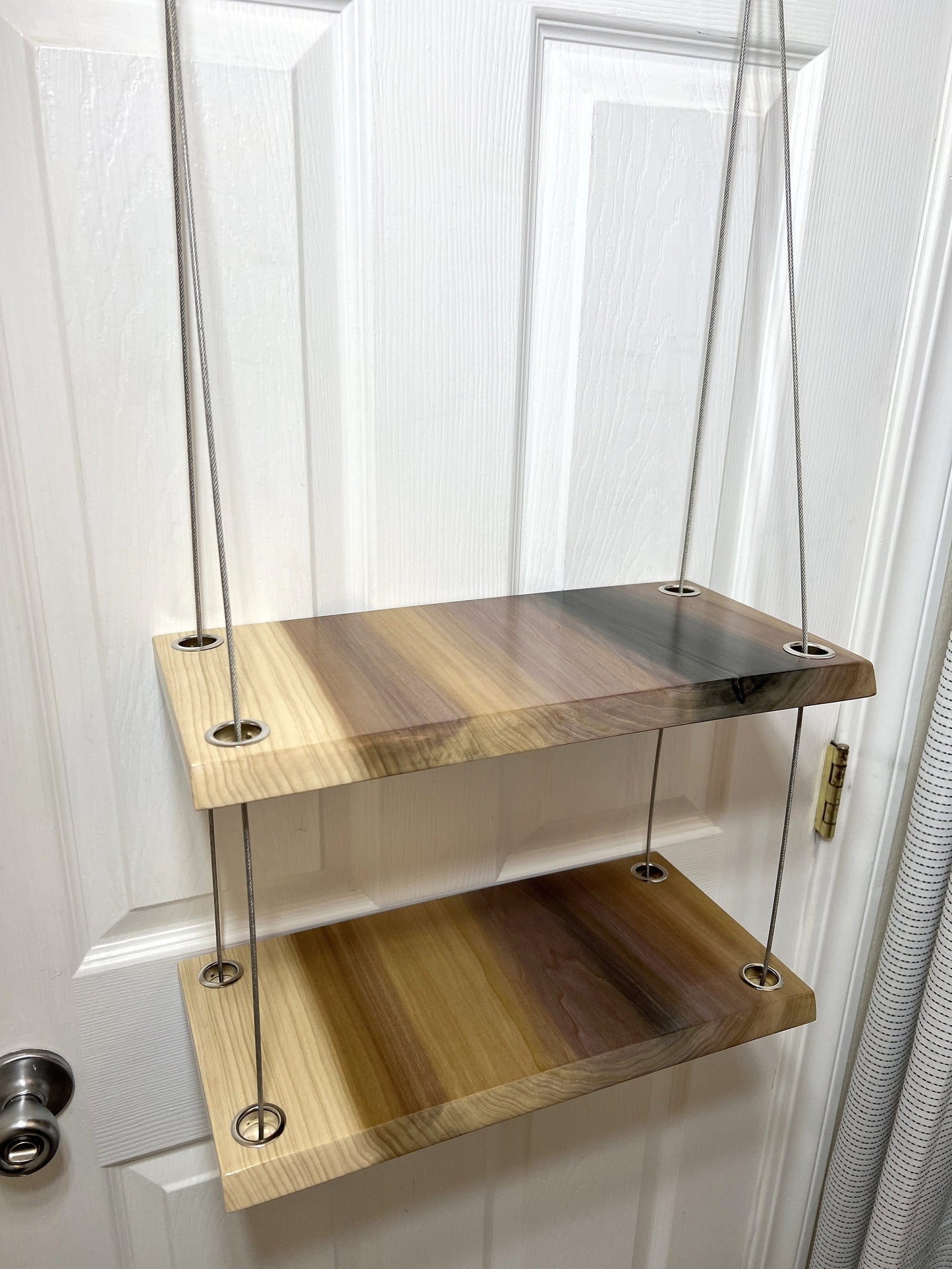 Rope shelf, hanging shelf with steel cable,  2 tier.